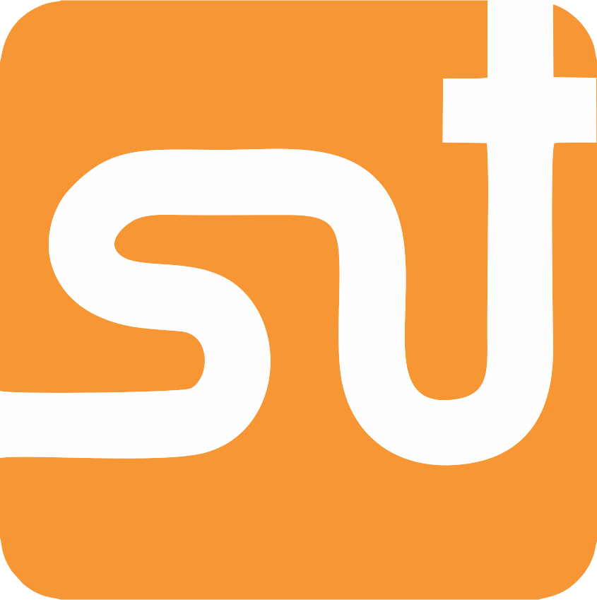 Orange square with SJT text inside in white