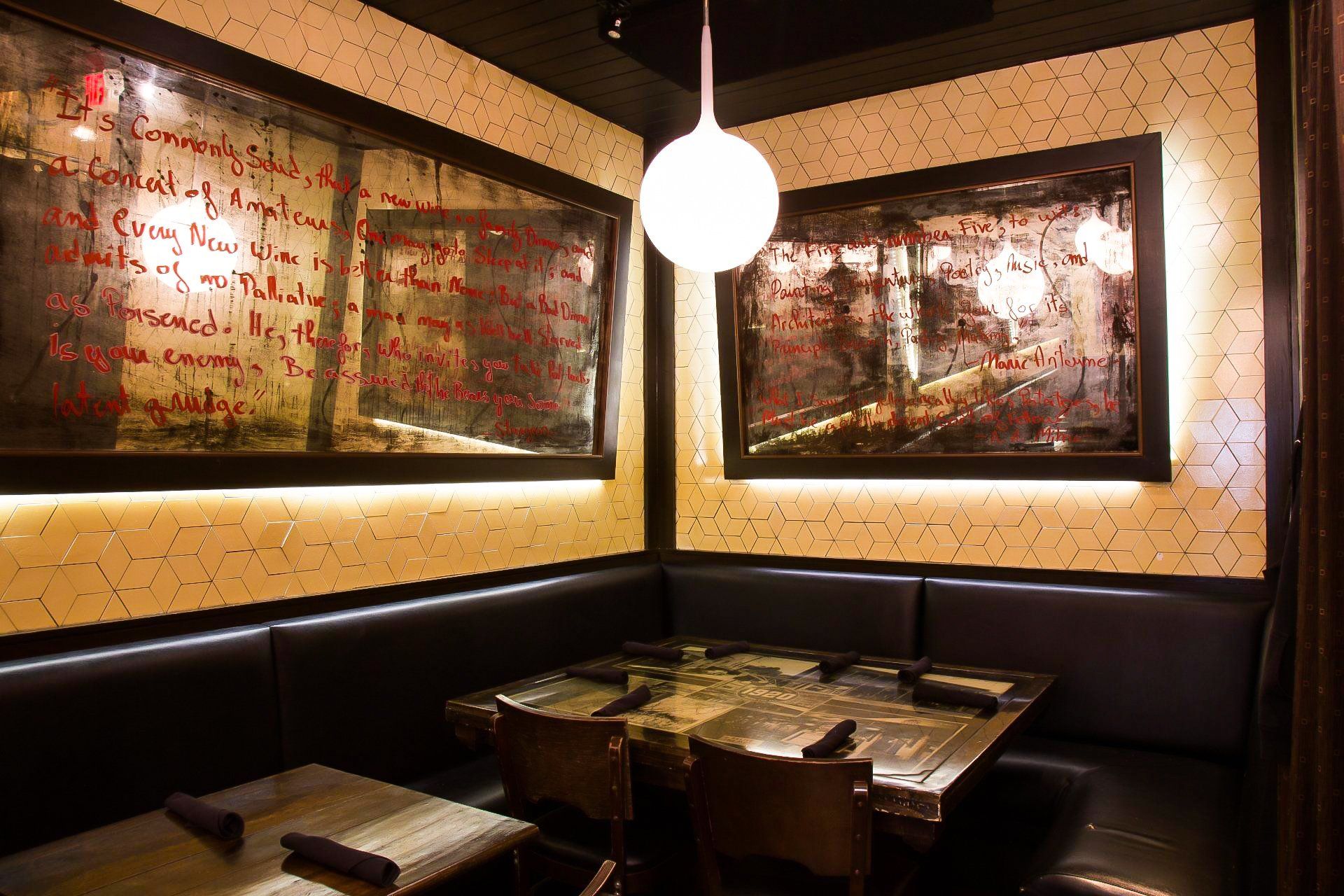 corner tables and chairs at 1920 Tavern, Roswell, GA