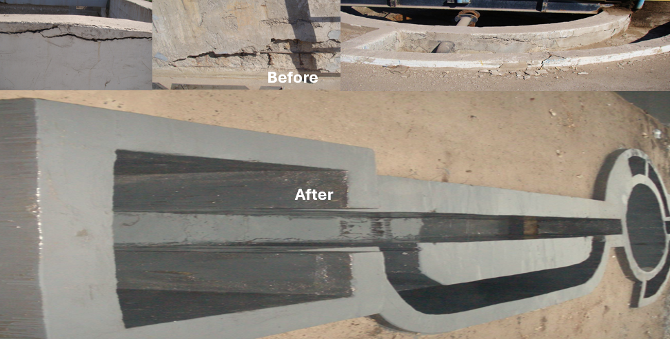 When concrete corrosion jeopardizes the integrity of critical infrastructure, replacing damaged components can be costly and disruptive. Our composite structural repair solution offers a durable, cost-effective alternative. By using advanced composite materials, we can restore and reinforce concrete surfaces without the need for full replacement. This method is ideal for wastewater treatment plants, bridges, and chemical processing facilities, providing long-lasting protection against corrosion and extending the lifespan of your structures.
Benefits:
    Extended Durability: Composite materials provide long-lasting protection, outlasting traditional coatings and reducing the need for frequent maintenance.
    Cost Savings: Avoid costly replacements with a more affordable repair solution that ensures ongoing structural integrity.
    Enhanced Structural Strength: Reinforces the concrete, restoring its original strength and preventing further deterioration.
    Minimal Disruption: Repairs can be completed quickly with minimal downtime, allowing operations to continue with little interruption.
    Environmentally Friendly: Reduces the environmental impact by prolonging the life of existing structures, reducing the need for demolition and replacement.
    Resistance to Harsh Environments: Effective in protecting concrete exposed to aggressive chemicals, moisture, and de-icing salts, ideal for wastewater treatment plants, bridges, and chemical facilities.