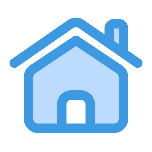 Blue outlined house icon.