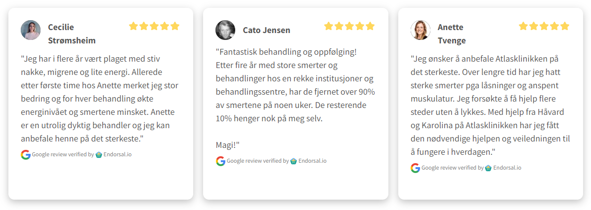 Anmeldelser av akupunktur ved Atlasklinikken
