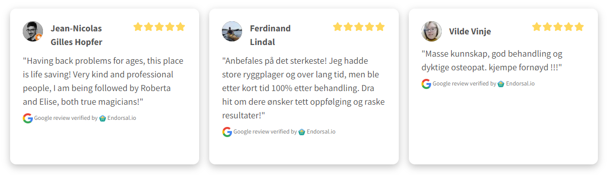 Anmeldelser av osteopati ved Atlasklinikken