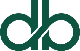 Dark green stylized logo with intertwined 