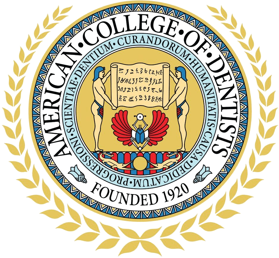 Seal of the American College of Dentists: gold wreath surrounds a circular seal