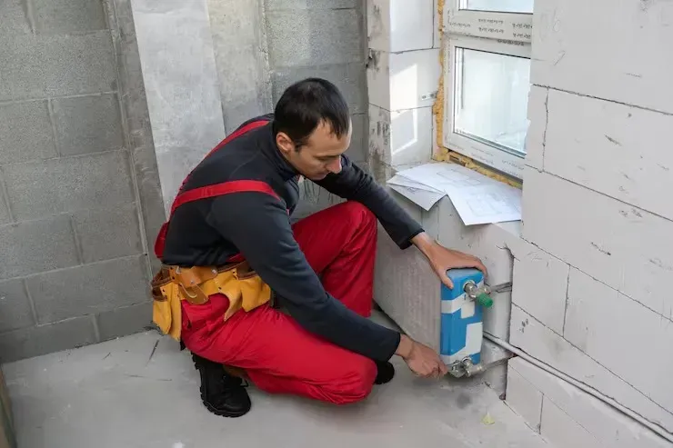 cg plumbing plumber inspecting foundation leak