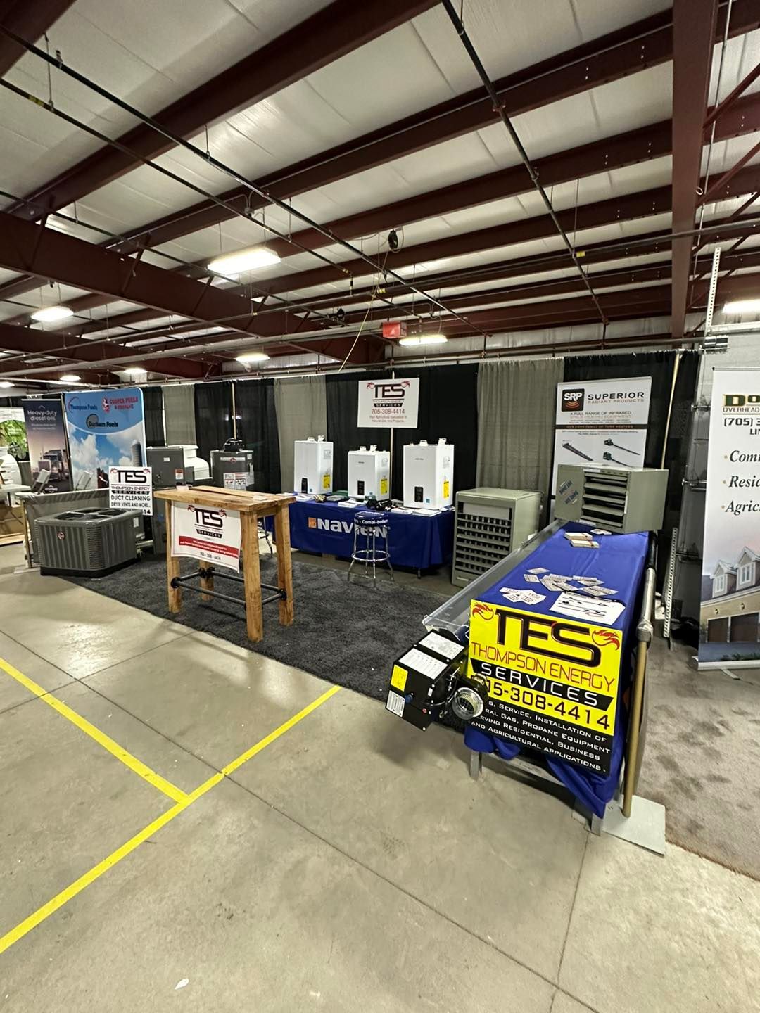 A large warehouse with a lot of signs on the wall.