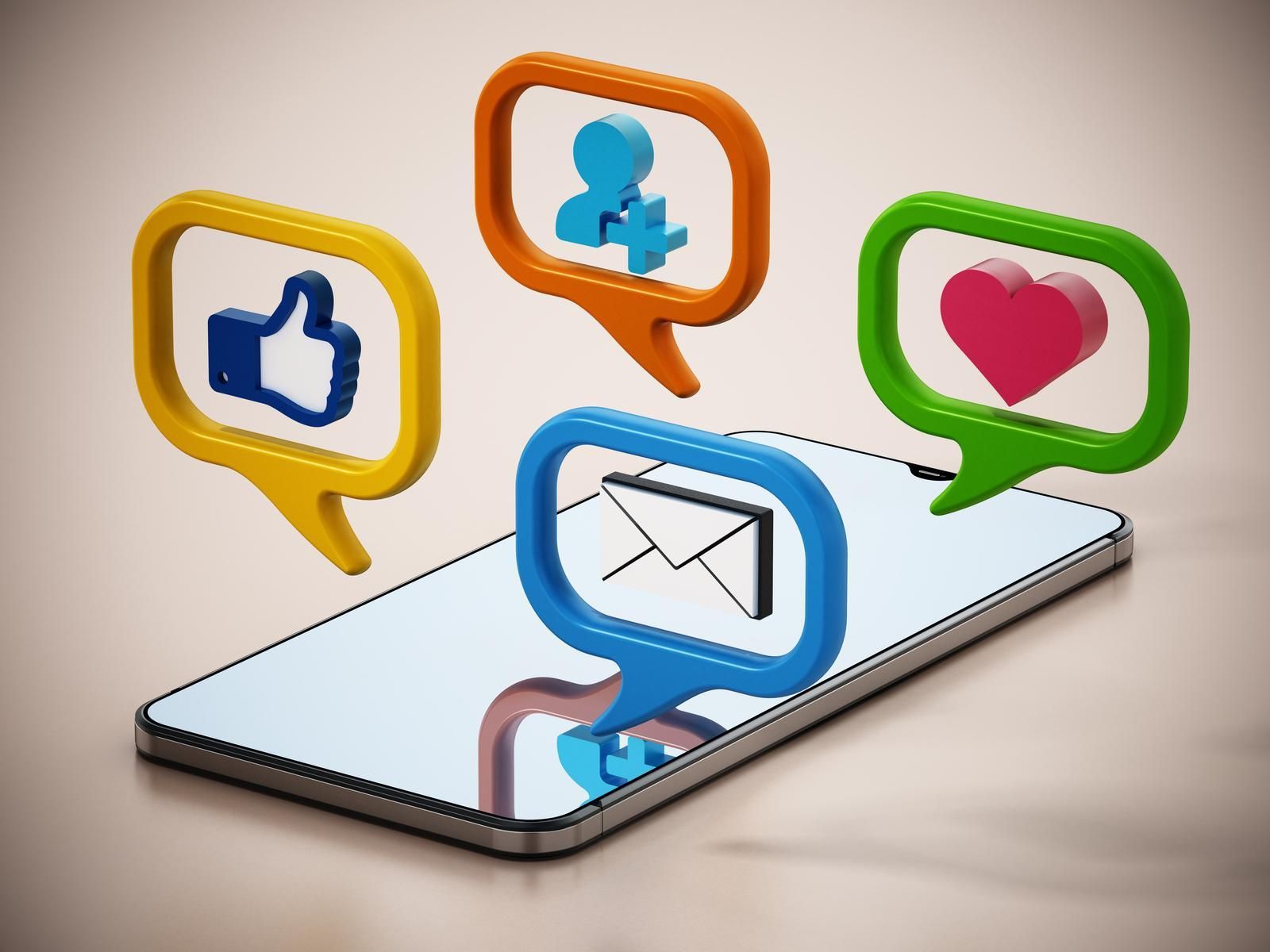 social-media-symbols-inside-speech-balloons-on-smartphone-3d-illustration