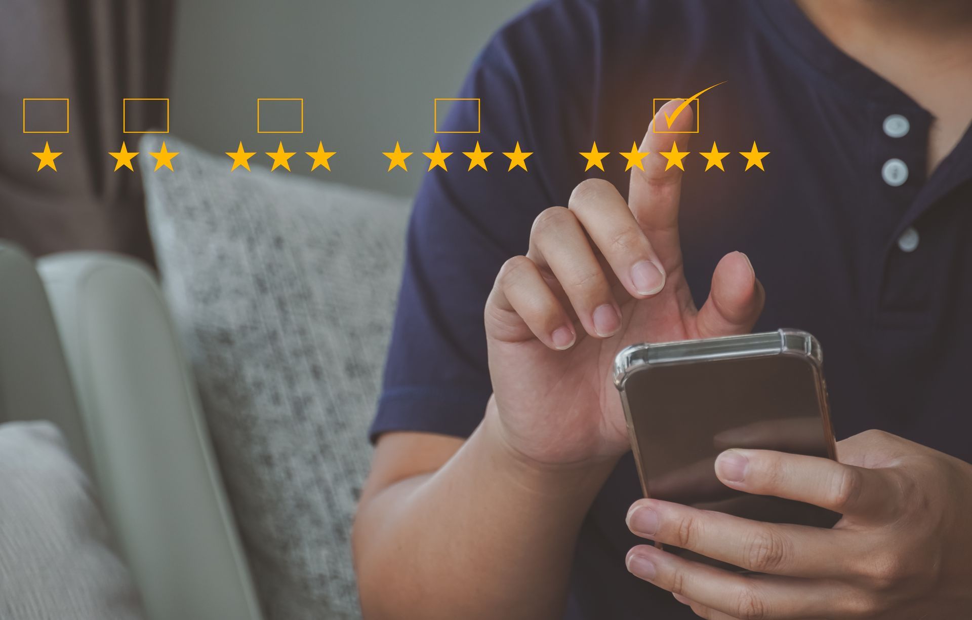 Patient clicking on 5-star review