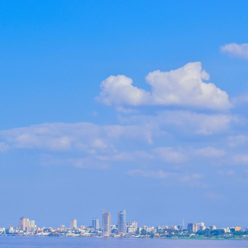 This panoramic image captures the wide expanse of the Congo River with the skyline of Kinshasa, capital of the Democratic Republic of Congo, in the distance. One of Africa’s most iconic rivers, the Congo flows past vibrant cities, remote villages, and dense tropical forests. The view highlights the dynamic contrast between urban life and natural grandeur. Inspiration Africa organizes tailor-made journeys to the Democratic Republic of Congo, offering unique river-based experiences, cultural explorations, and access to the country's rich biodiversity. Discover the pulse of Central Africa through expertly guided travel along the mighty Congo River and beyond.