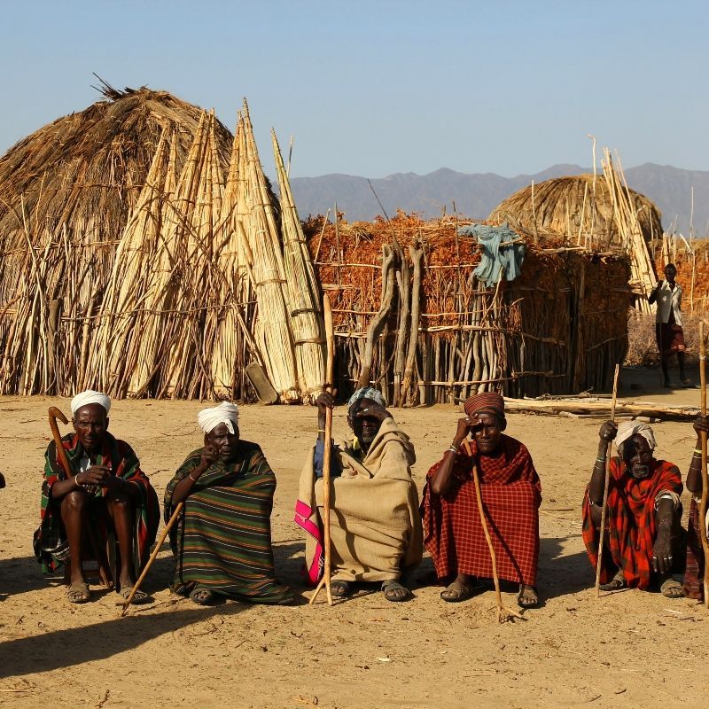 Ethiopia’s cultural diversity comes alive through its many tribes, each preserving a deep sense of history and tradition. In remote villages, scenes like a man in traditional dress sitting before huts of branches reflect a way of life rooted in centuries of heritage. Inspiration Africa designs immersive journeys that connect travelers with Ethiopia’s living cultures — from ancient rituals to daily village life. Travel with us to explore the country’s human story, where tradition, identity, and history continue to shape one of Africa’s most culturally rich destinations.