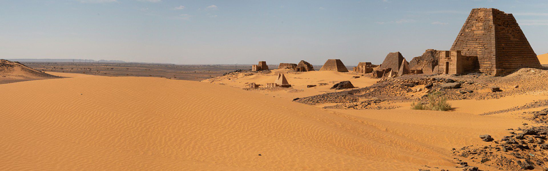 The Pyramids of Meroë, located in Sudan's northern desert, are ancient tombs of the Kingdom of Kush, offering a glimpse into Sudan’s rich archaeological history and lesser-known pyramids.