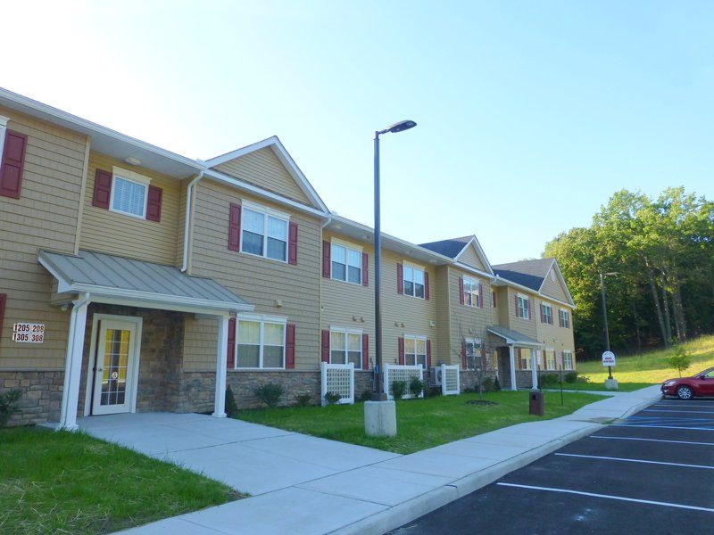 The exterior of Hawk's View Apartments