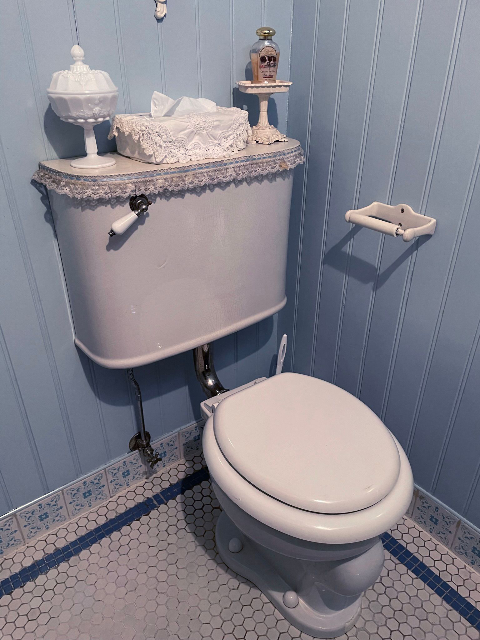 Antique Pillbox Toilet Set — Oakland, CA — Gaslight Interiors