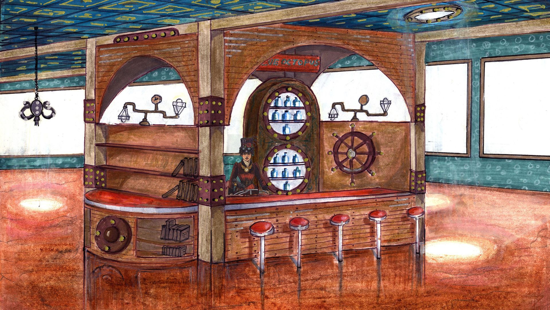 Blue Octopus Absinthe Tavern — Oakland, CA — Gaslight Interiors