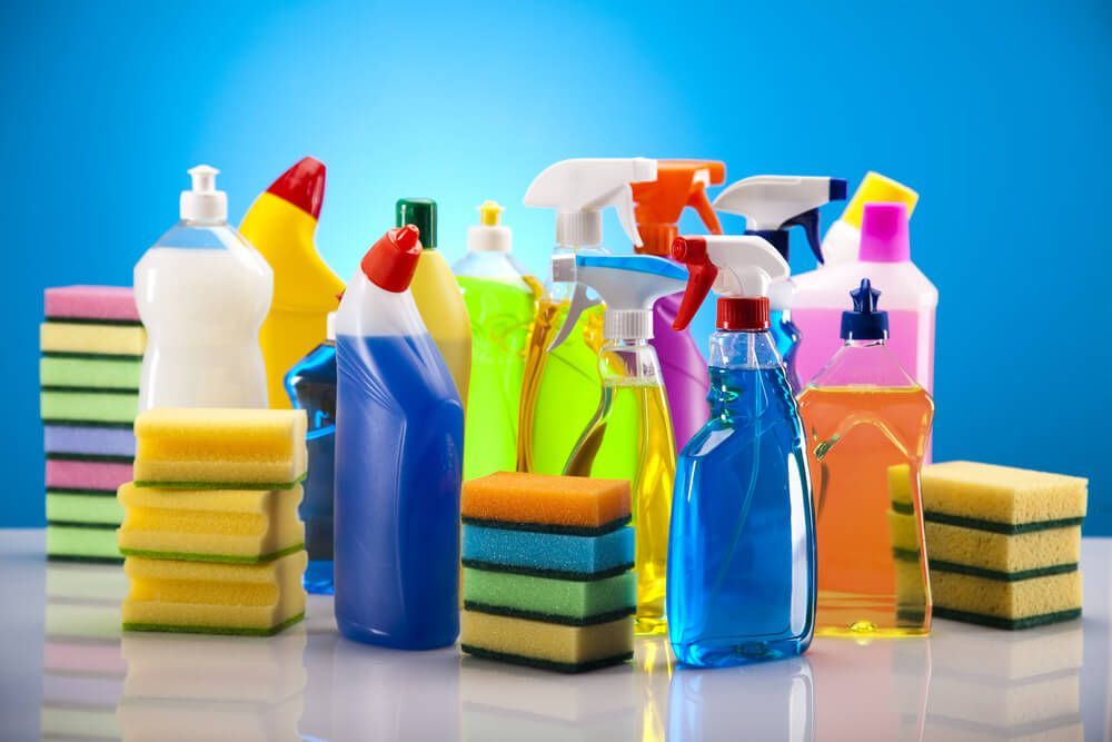 There are Many Different Types of Cleaning Supplies on the Table — Dunckers in Nambour, QLD