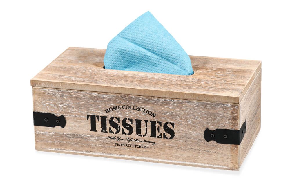 A Wooden Box With the Word Tissues on It — Dunckers in Nambour, QLD
