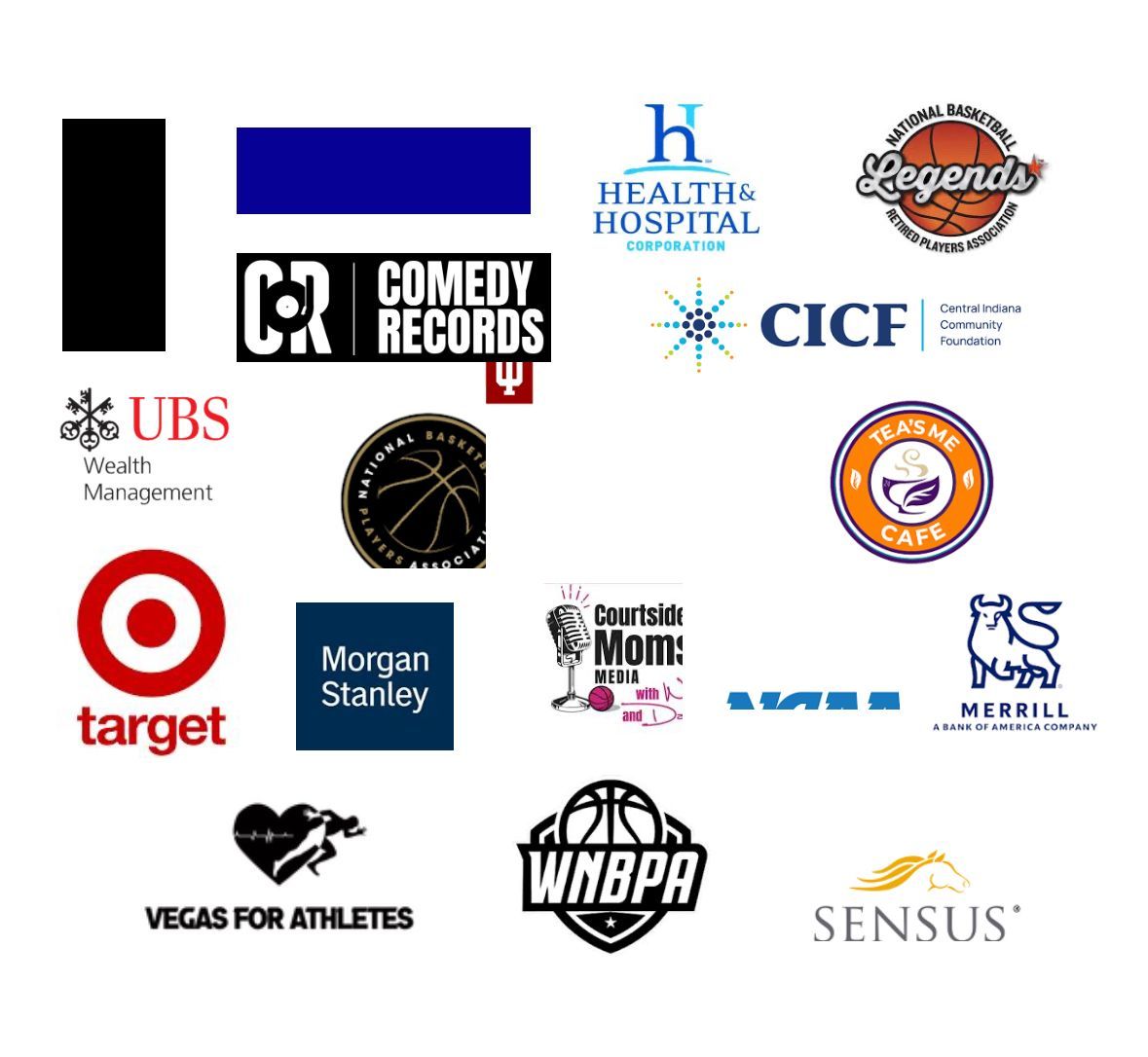 Logos of various organizations, including Target, Morgan Stanley, and WNBPA.