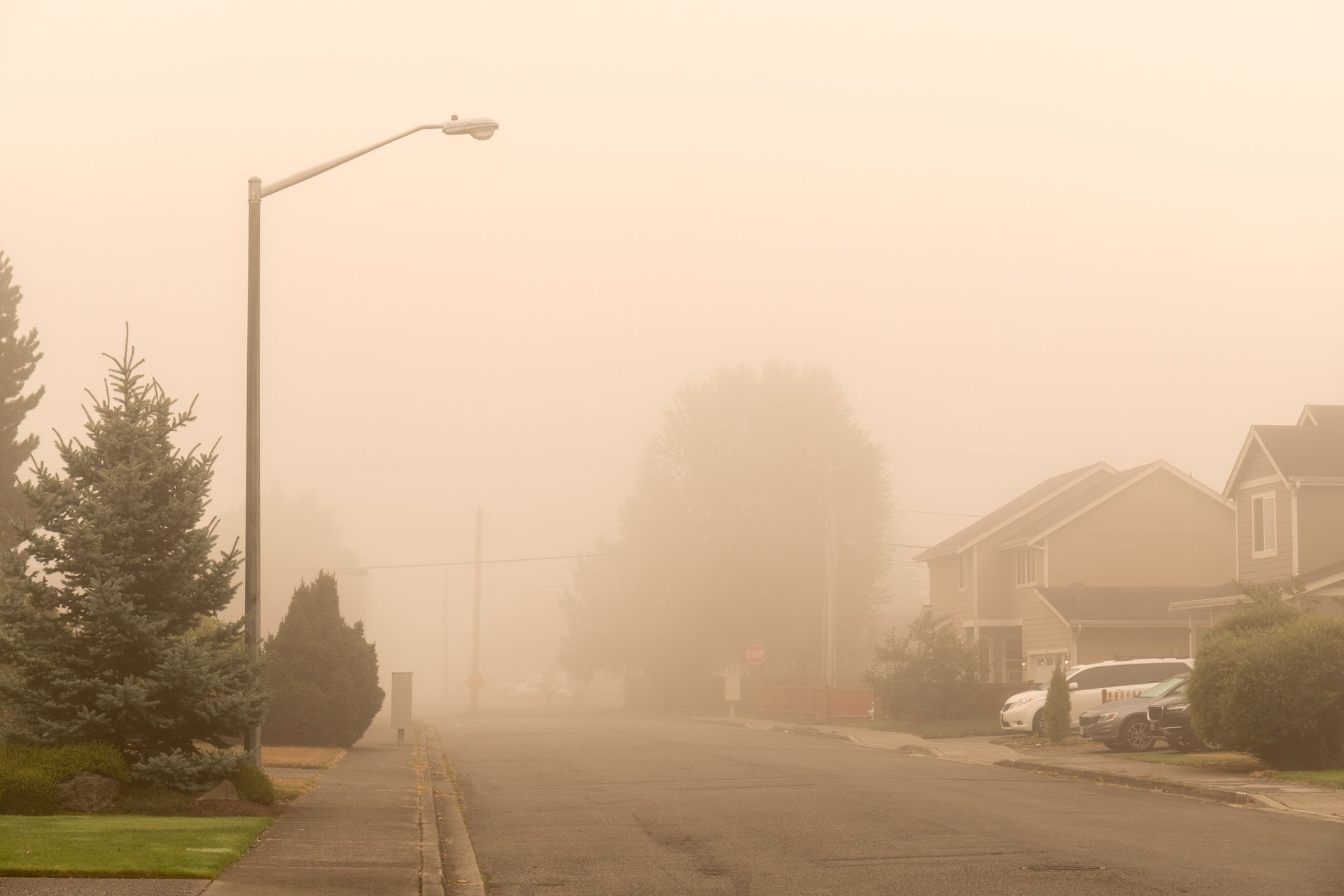 wildfire smoke in The Woodlands, TX neighborhood