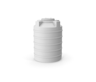 White plastic water storage tank.