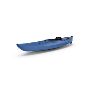 Blue kayak on a white background.