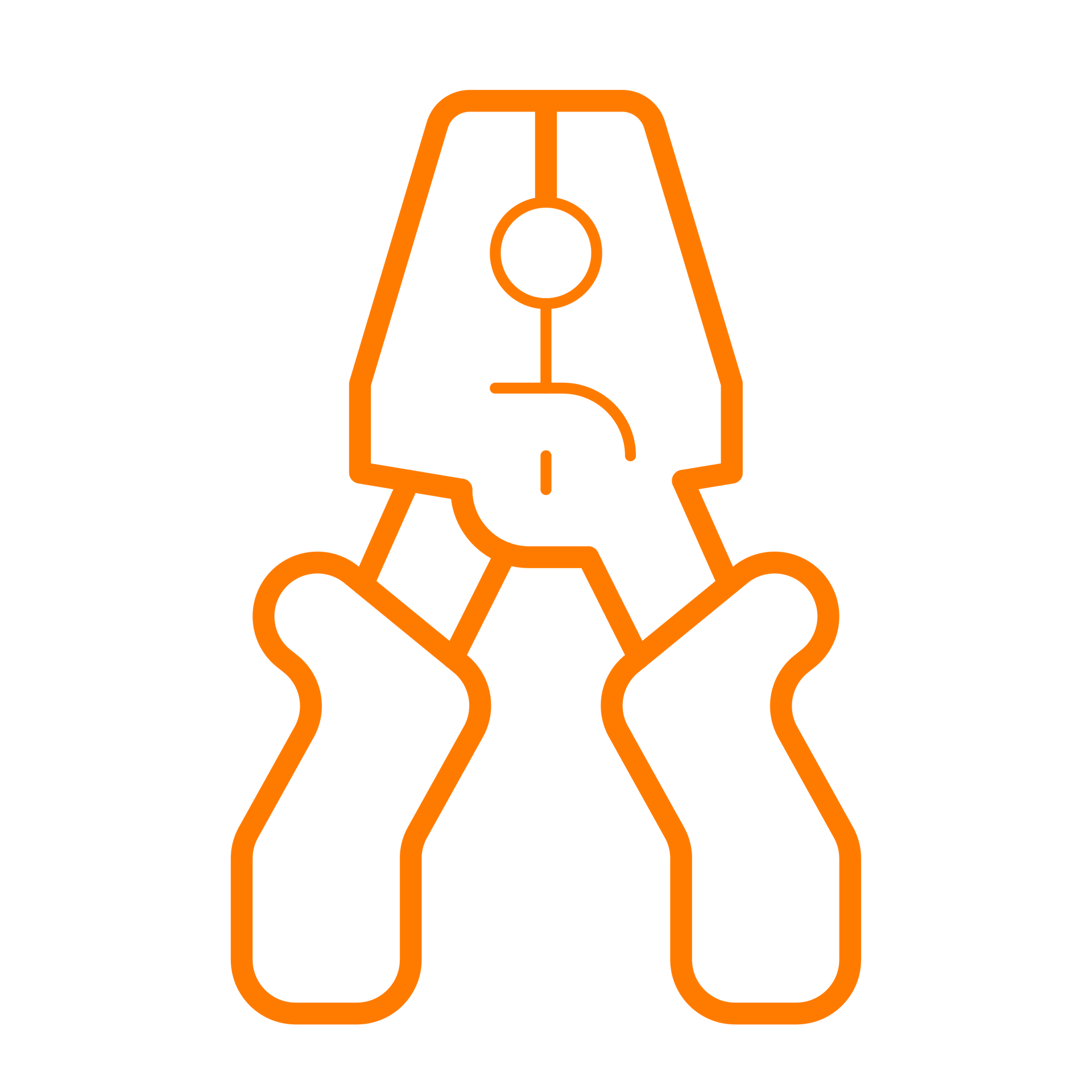 Contour orange d'une pince.