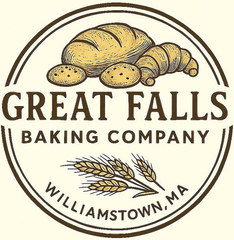 Logo of Great Falls Baking Company: baked goods, wheat stalks, and town name inside a brown circular frame.