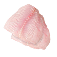 A piece of raw fish on a white background.