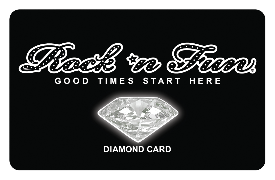 A diamond card that says rock n free good times start here