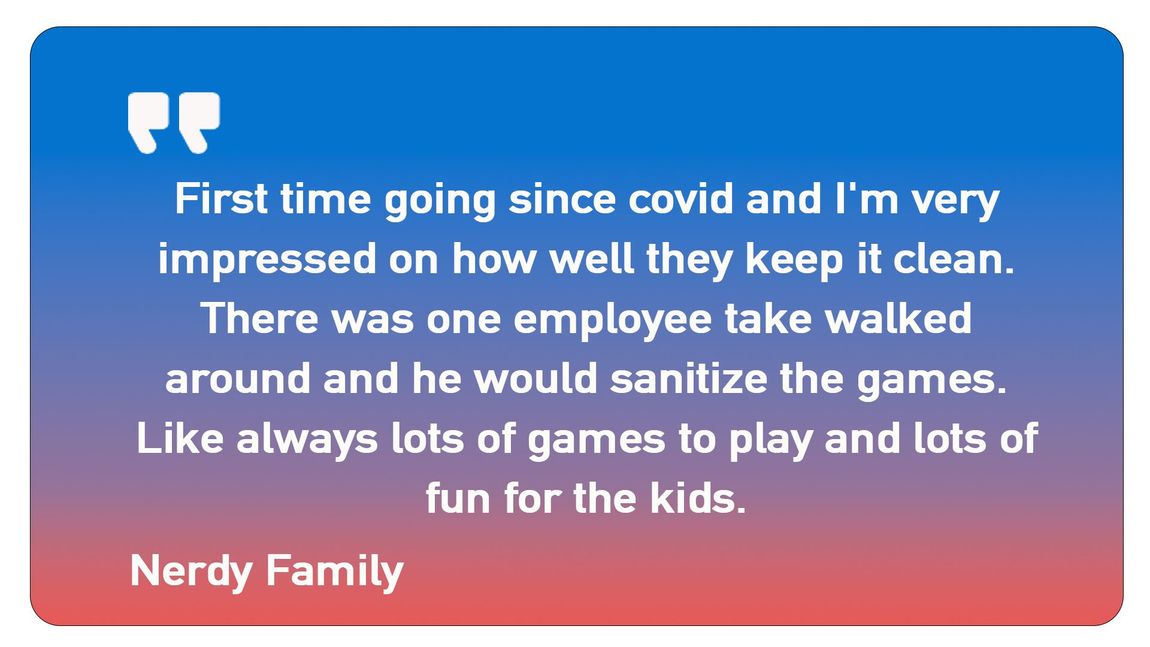 A quote from a nerdy family that says first time going since covid and im very impressed on how well they keep it clean