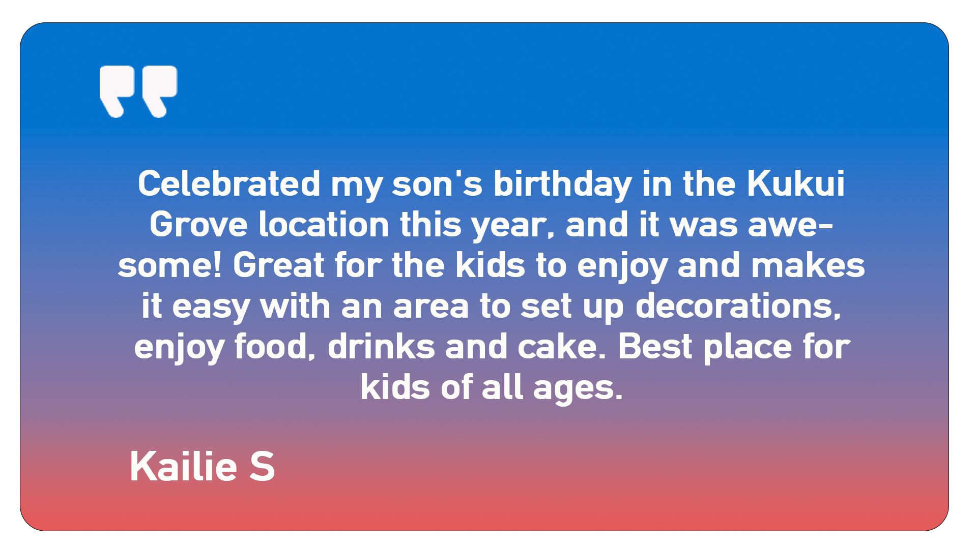 A blue and red sticker with a quote from kailie s.