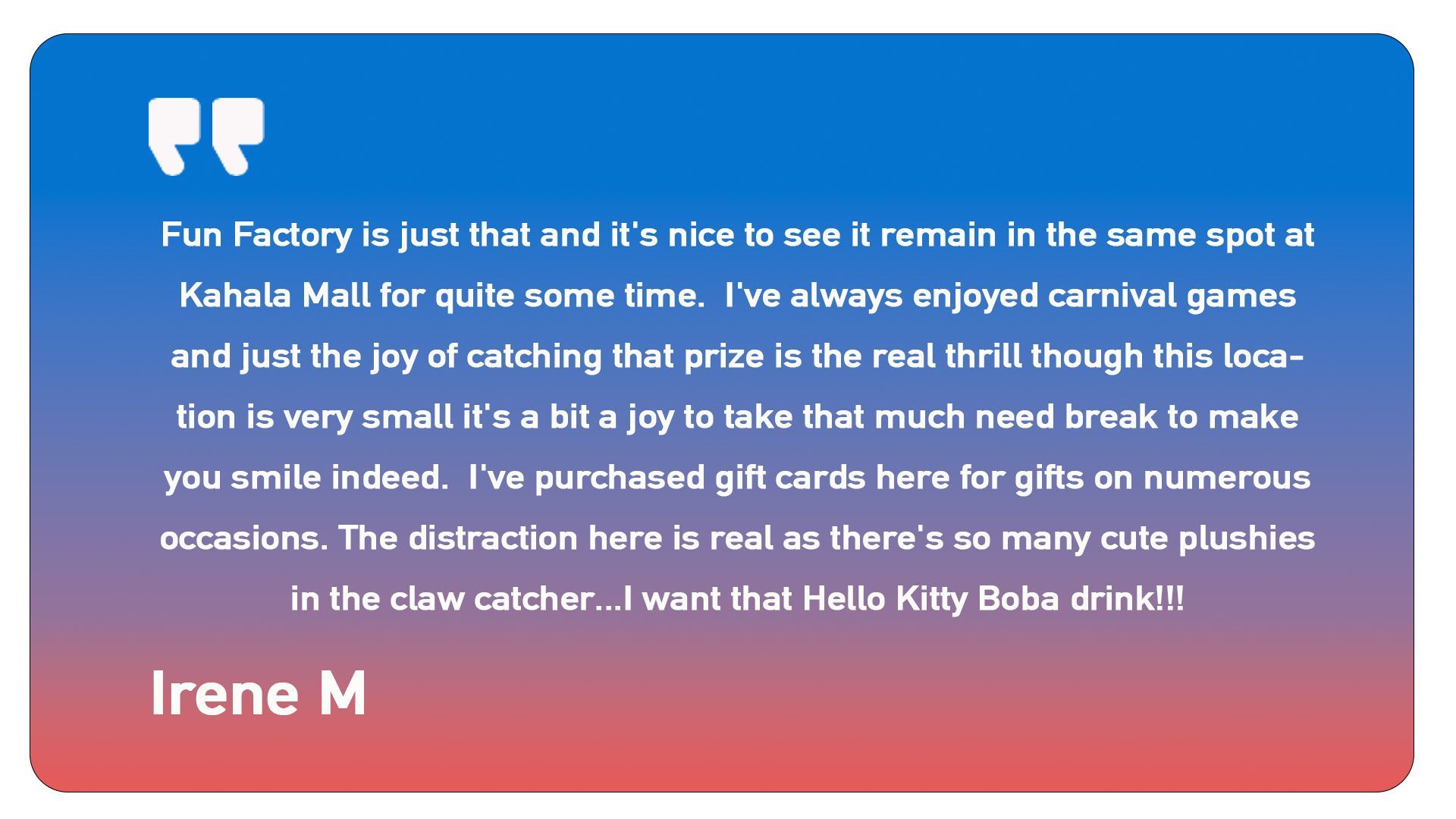 A quote from irene m is on a blue and red background