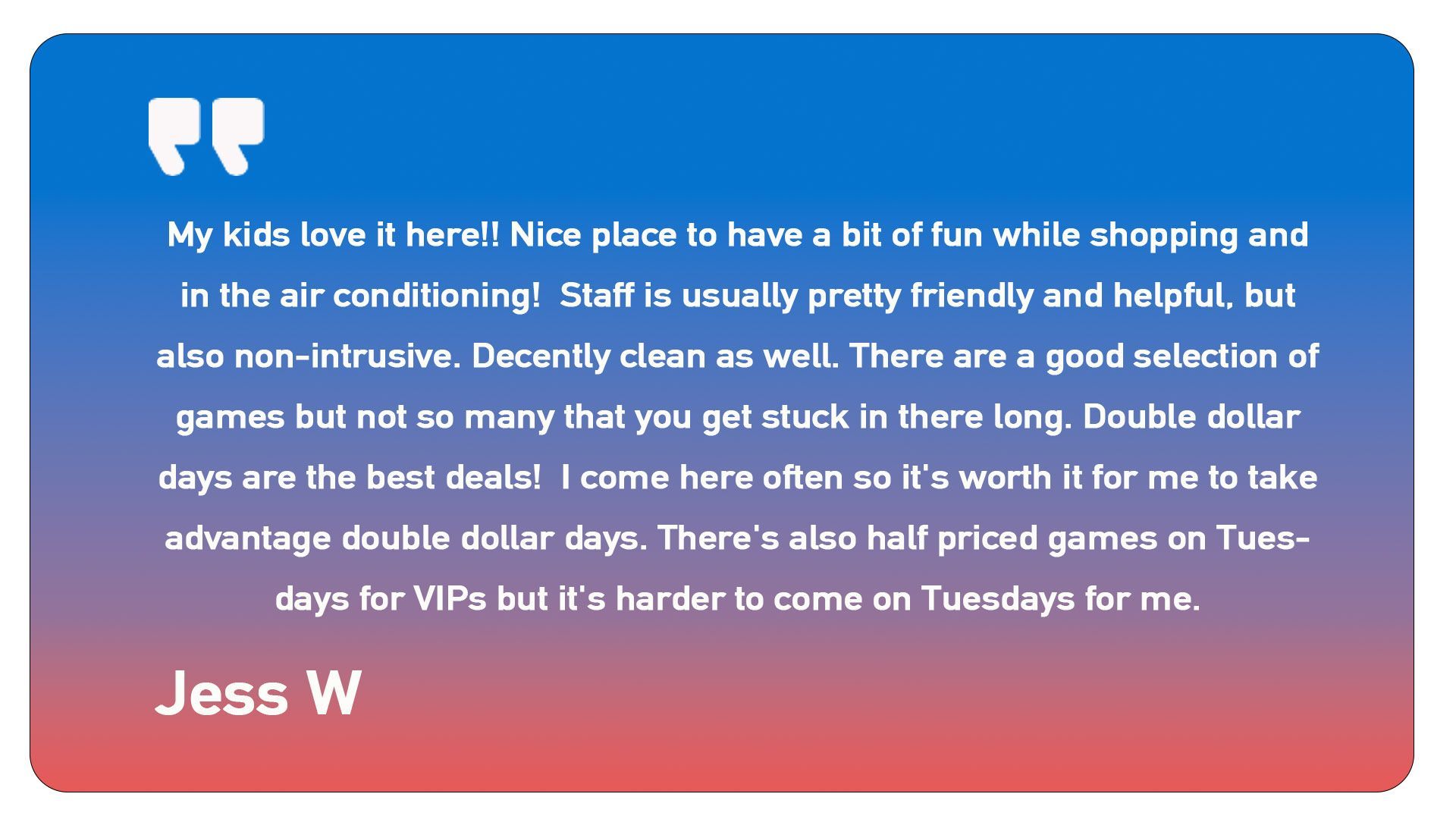 A quote from jess w on a blue and red background