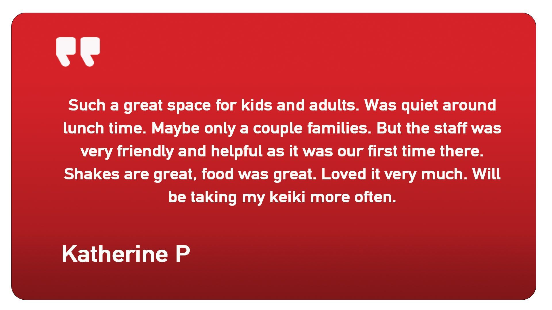 A red card with a quote from katherine p