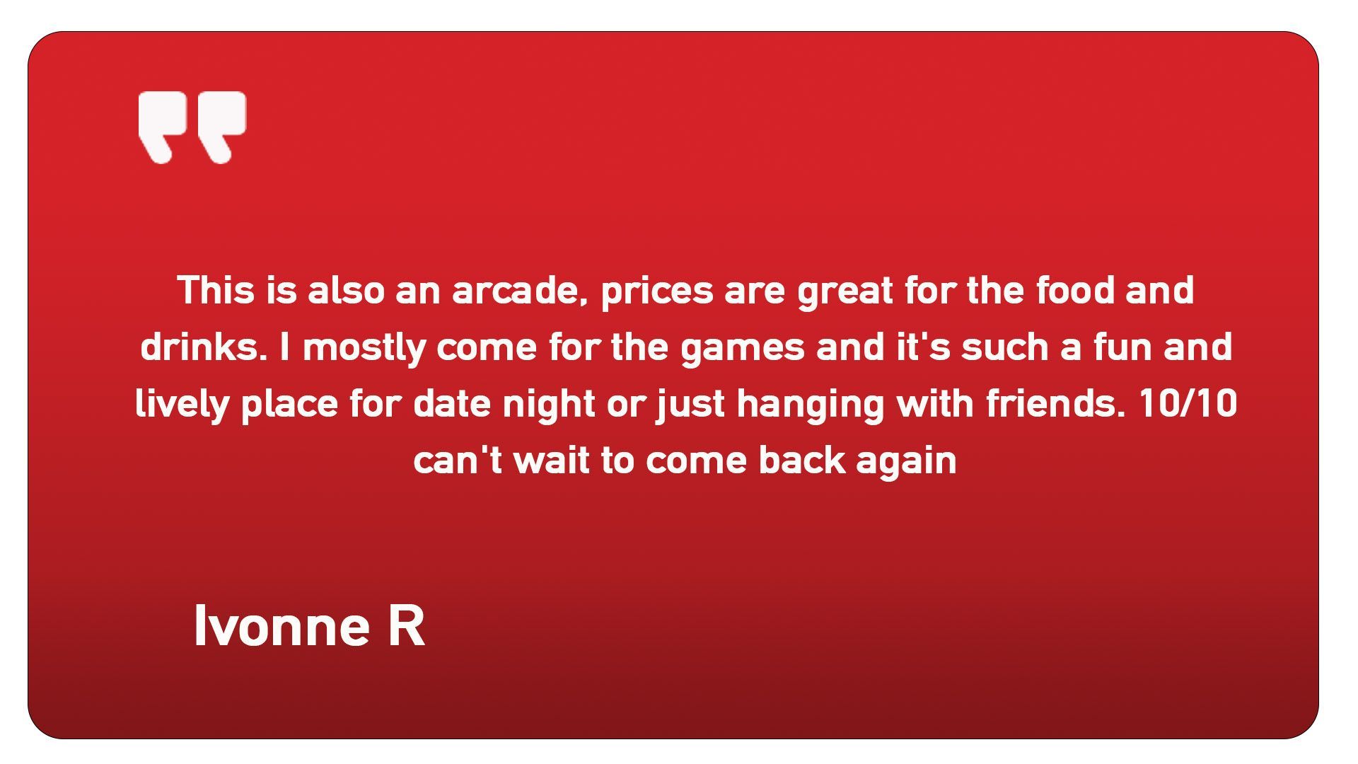 A red card with a quote from ivonne r.