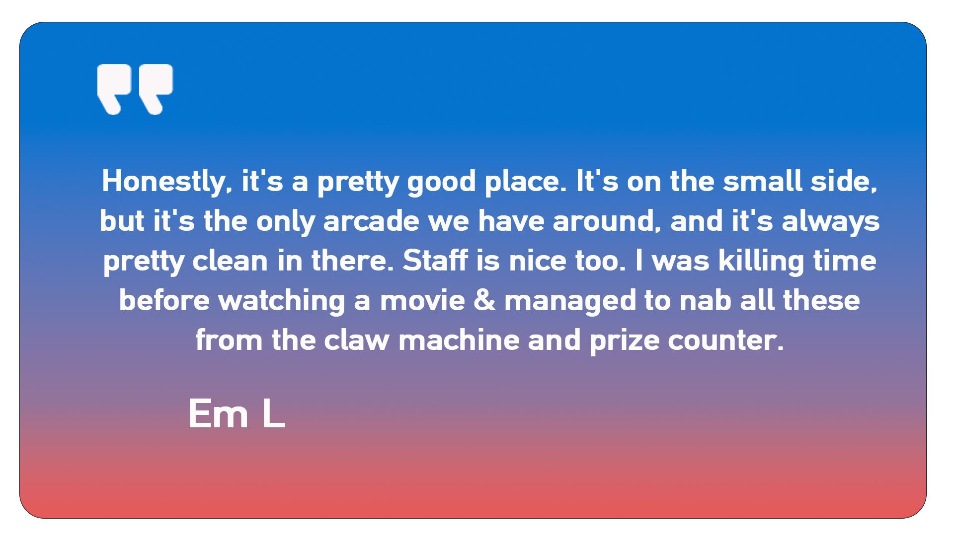 A quote from em l is on a blue and red background