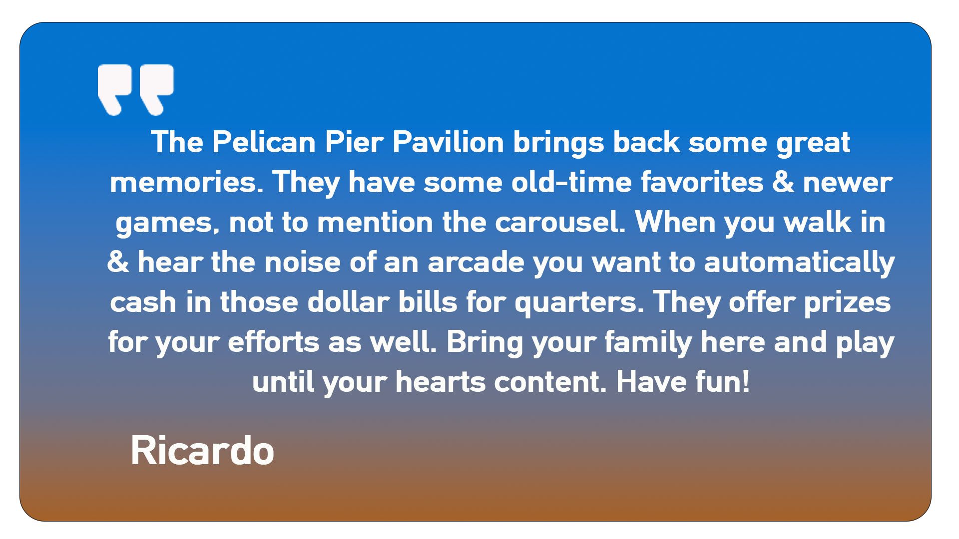 The pelican pier pavilion brings back some great memories