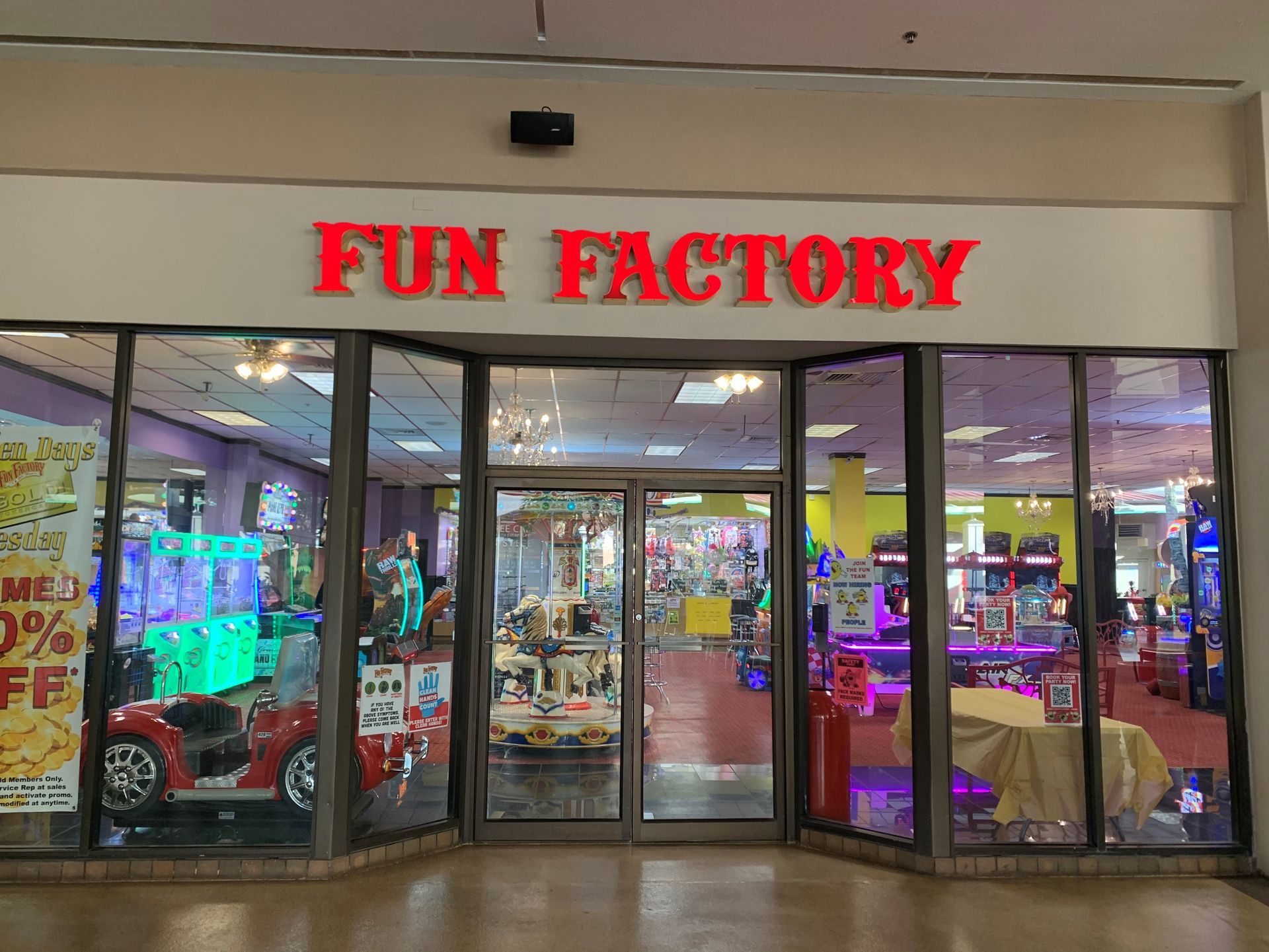 The fun factory is located in a shopping mall