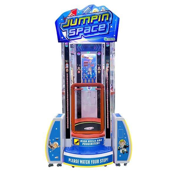 An arcade game called jumpin space is shown on a white background