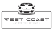 A black and white logo for west coast automotive detailing.