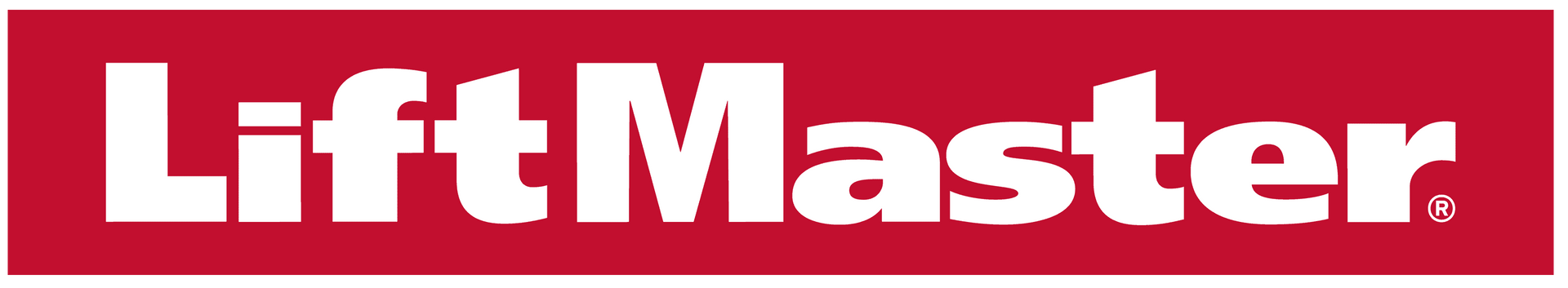 LiftMaster logo in white text on a red background.