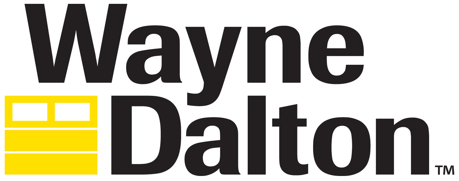 Wayne Dalton logo with black text and a yellow garage door graphic.