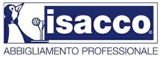 Logo di "isacco" con un pinguino, un quadrato blu e testo in italiano.