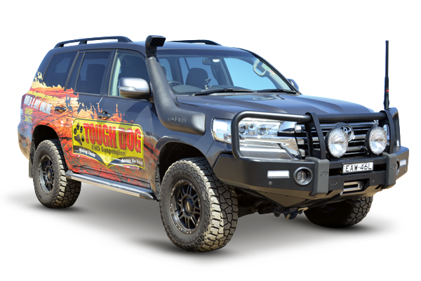 Black off-road Toyota Land Cruiser with a snorkel, bull bar, and large tires. — Ryder's Garage In Kincumber, NSW