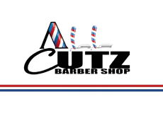 A logo for a barber shop called all cutz barber shop
