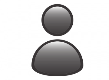 Gray user profile icon silhouette on a white background