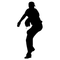 Black silhouette of a person holding a baseball glove in a batting stance