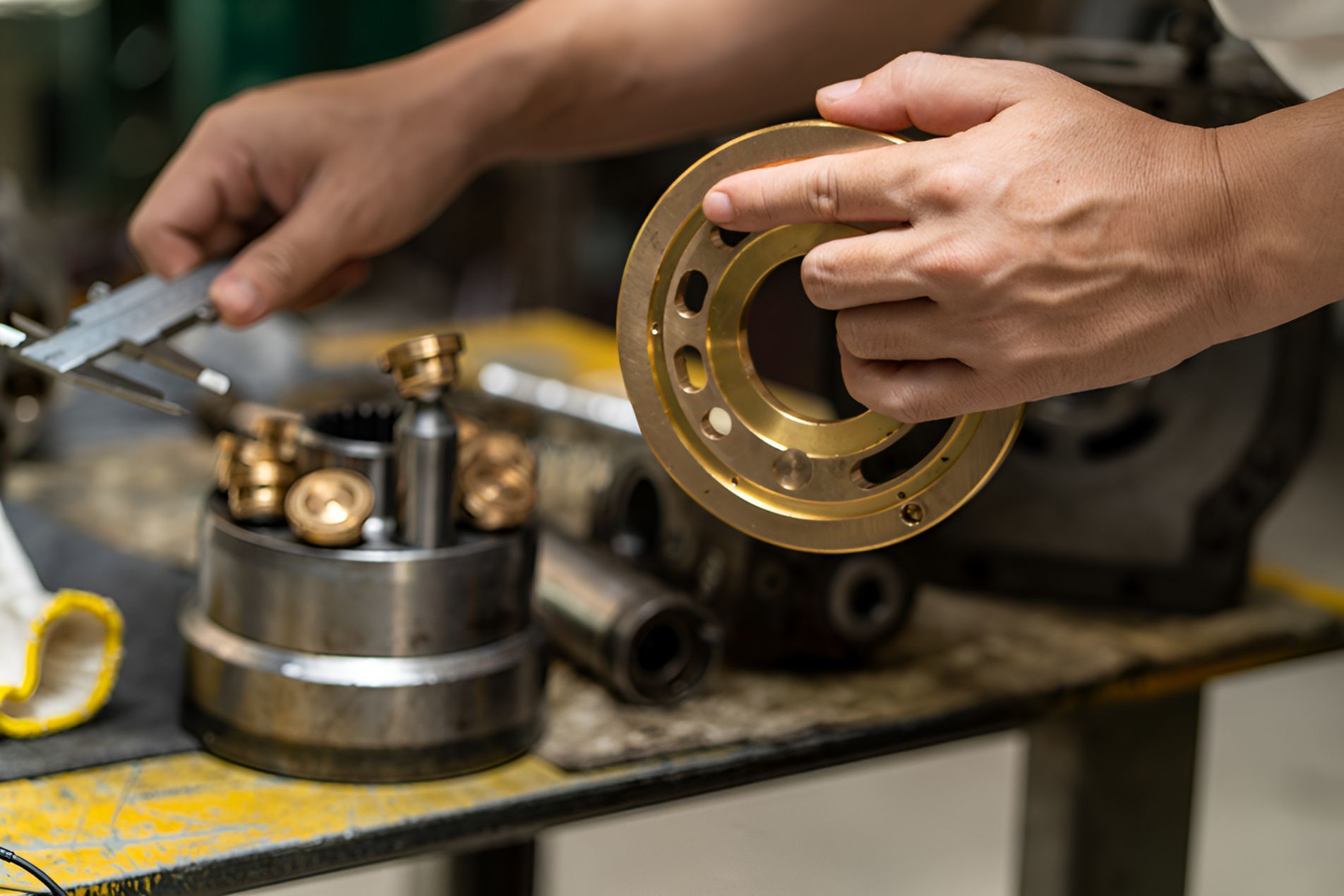 A Man is Working on a Piece of Metal in a Factory — North Coast Construction Equipment In Kempsey, NSW