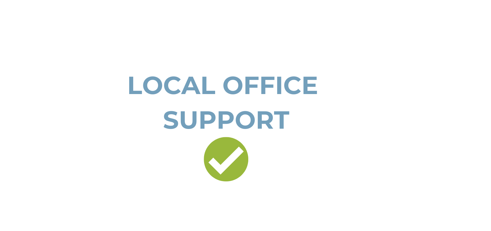 A logo for local office support with a green check mark.