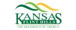 A logo for kansas flint hills , the grassroots of america.