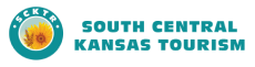 A logo for south central kansas tourism with a circle in the middle